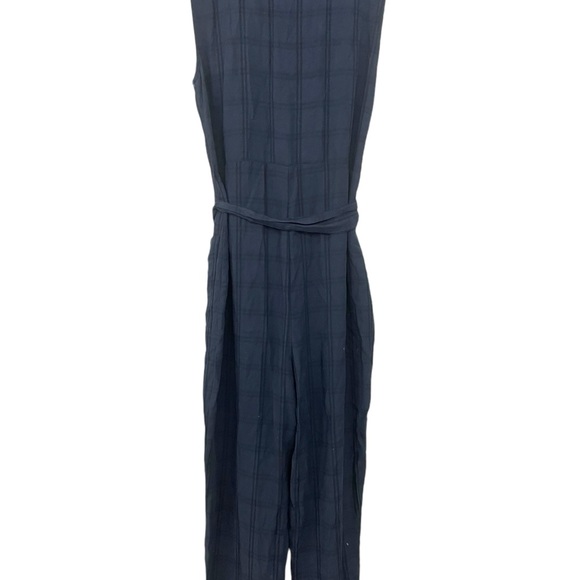 Anthropologie Brielle Blue Slate & Back Plaid Belted Jumpsuit Size Small - Picture 7 of 13